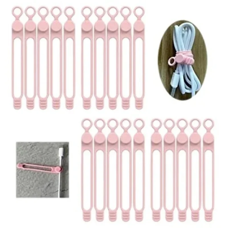 Ataduras de silicona para cables, organizador de cables, correas para cables, ataduras de cable reutilizables, organizador de cables de viaje, ataduras elásticas bonitas, ataduras para cables.