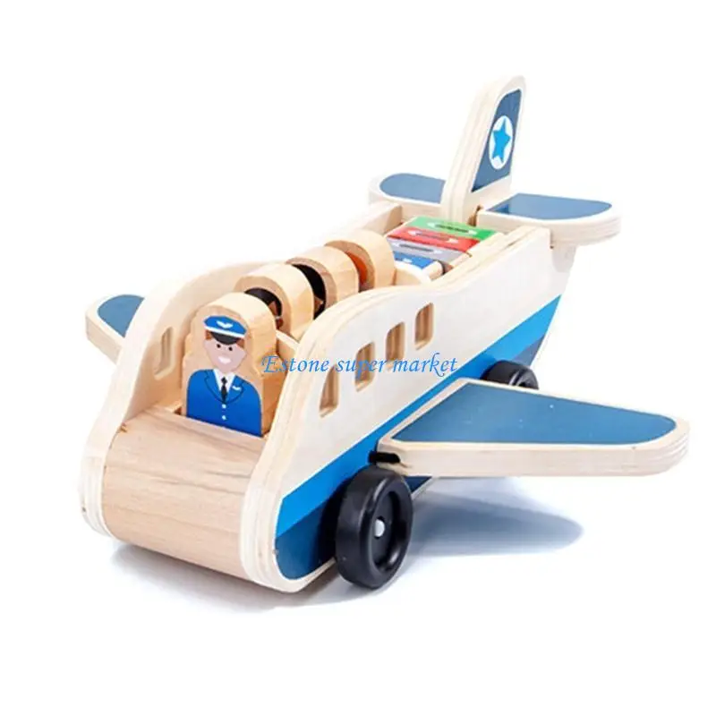 090B Wooden Trailer Building Block Car/Plane Model Toy Children’s Party Favor Set
