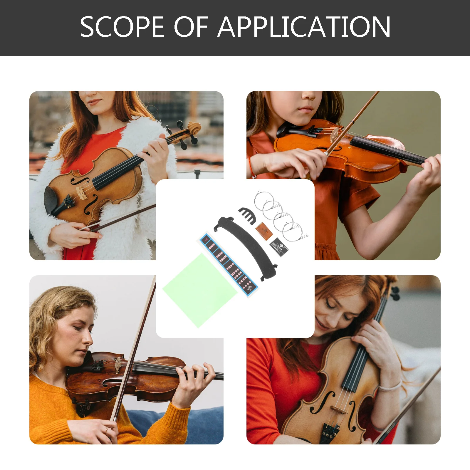 

1Set Professional Violin Repair Part Accessories Durable Replacement Parts Shoulder Rest Strings Complete Set for Musicians