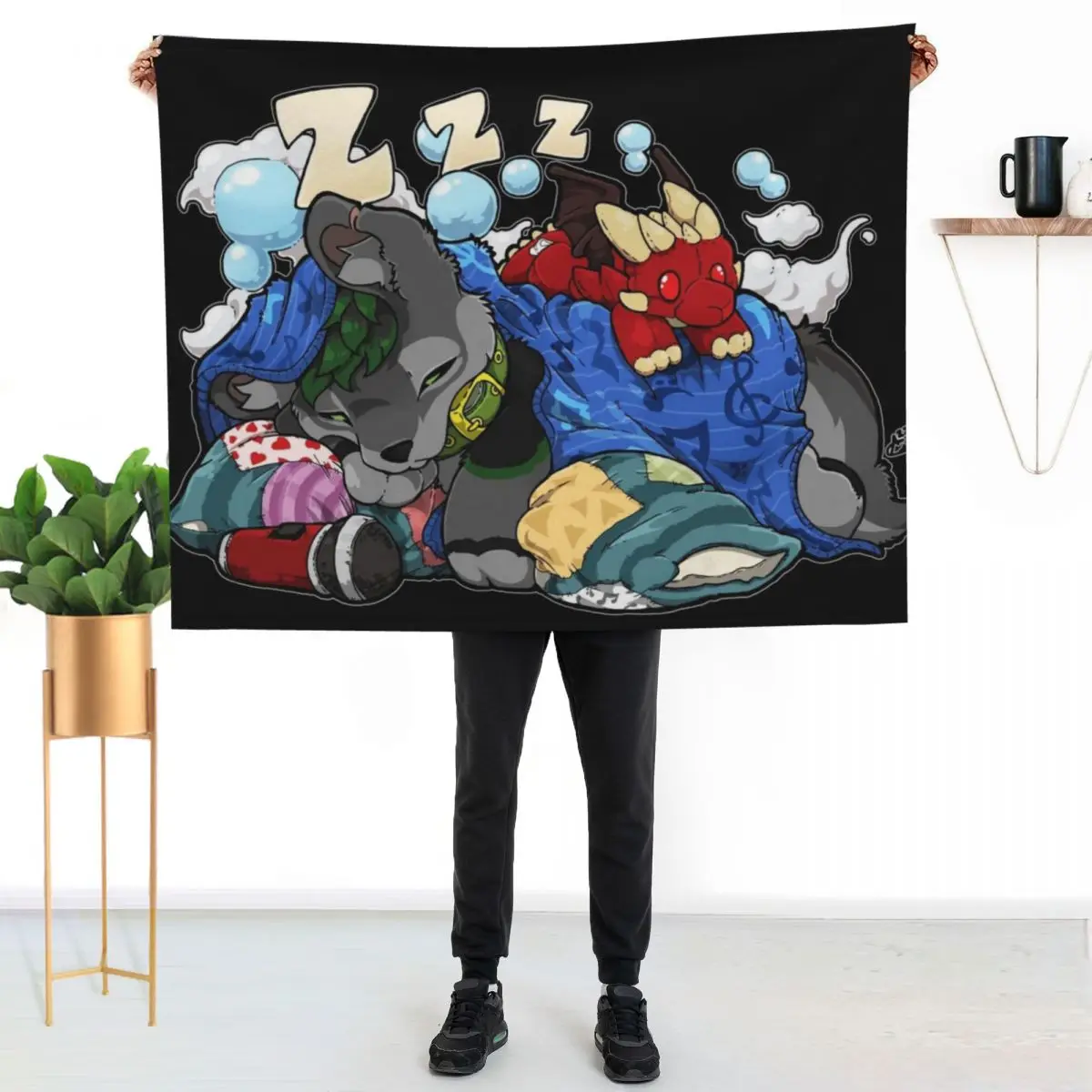

Woof Dreams (black) Throw Blanket Anti Shedding Soft Fuzzy Blanket for Home