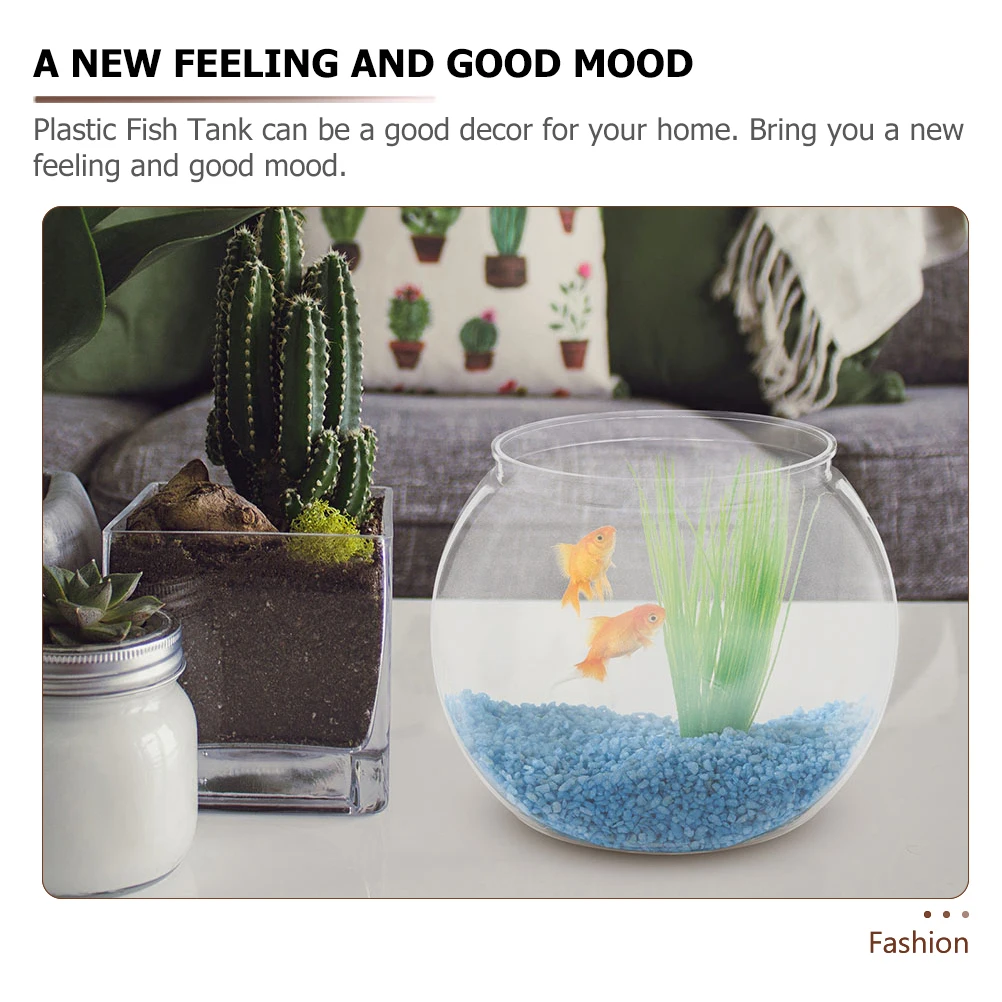

2 Pcs Desktop Fish Tank Clear Transparent Mini Globe Bowls for Goldfish Home Office Decor Plastic Aquarium Container