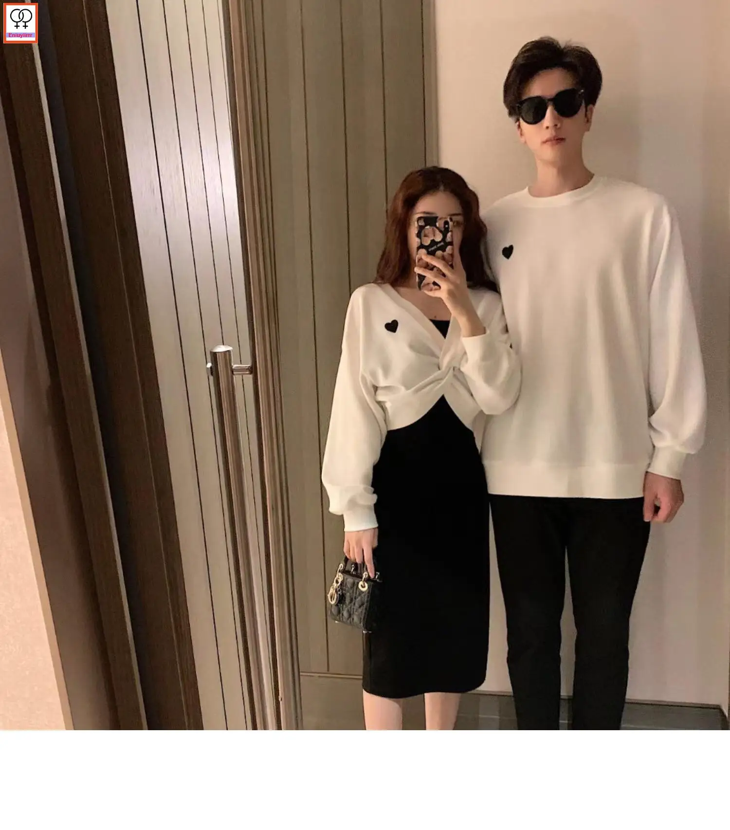 Matching Couple Clothes Outfits Male Female Lovers Holiday Valentine\'s Girls Two Piece Crop Short Hooded Sweatshirt Dress