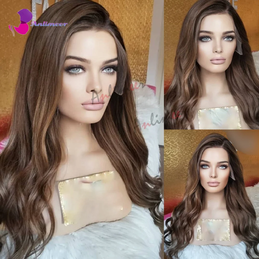 

Glueless Wigs hUman hair with Blestic Band Highlight 200 Density Lace Front Wigs Human Hair Left Side Part Body Wave Wig