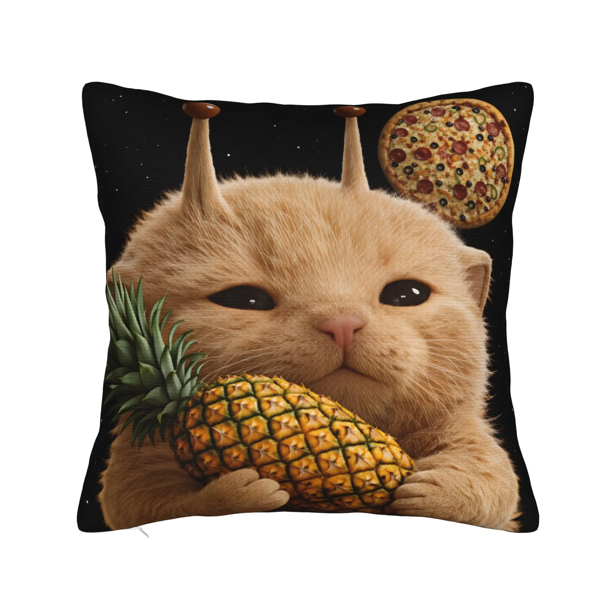 Pineapple Pizza Aliens Cat Pillow Case  Custom Pillow Cover Morden Pillowcases For Living Room Bed Chair