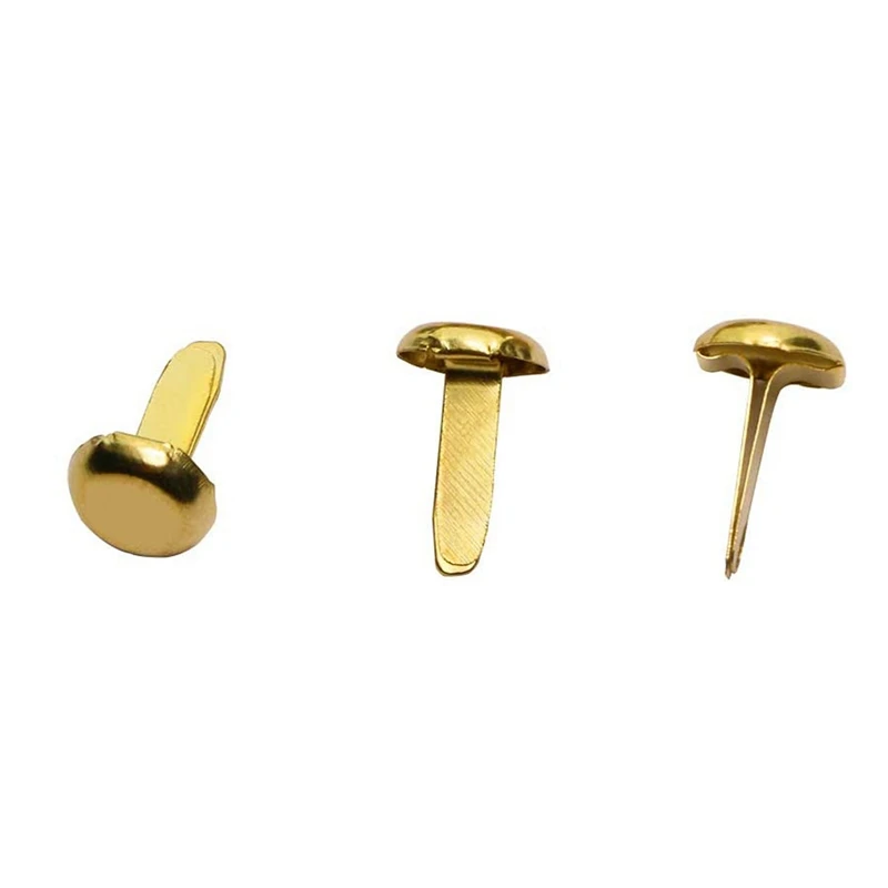 1/2 Inch Brass Paper Fasteners, Mini Paper Fasteners For Handicraft Projects, Decorative DIY Supplies, 8 X 14 Mm (Gold)