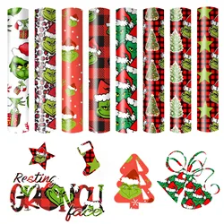 Happy Christmas Day Green Decoration Heat Transfer Vinyl HTV Iron On Vinyl Bundle Bundle Suitable For Shirts Patterns