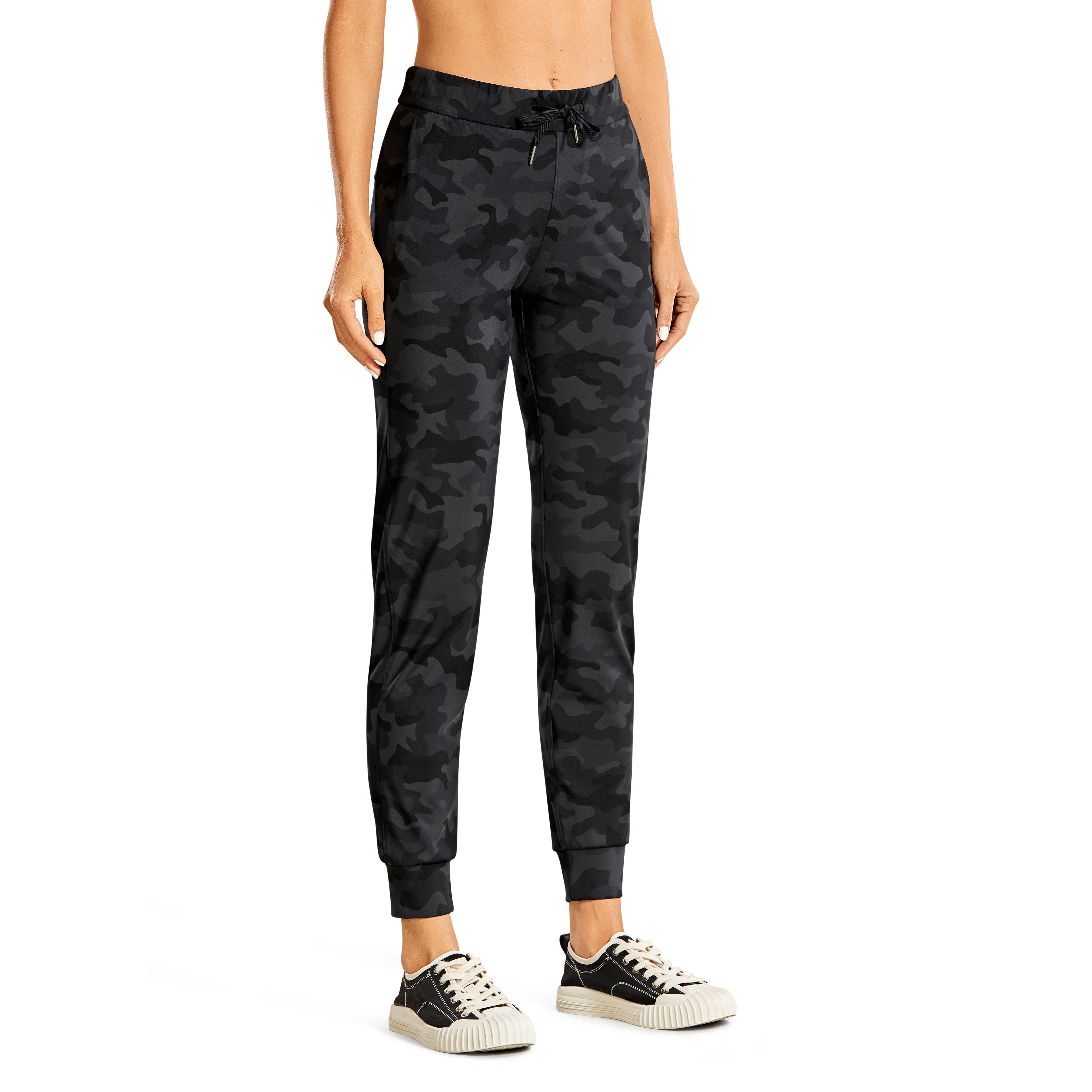 Women Stretch Drawstring Jogger Fitted Cuffed Sweatpants with Pockets Casual Travel Lounge Pants-28 inches