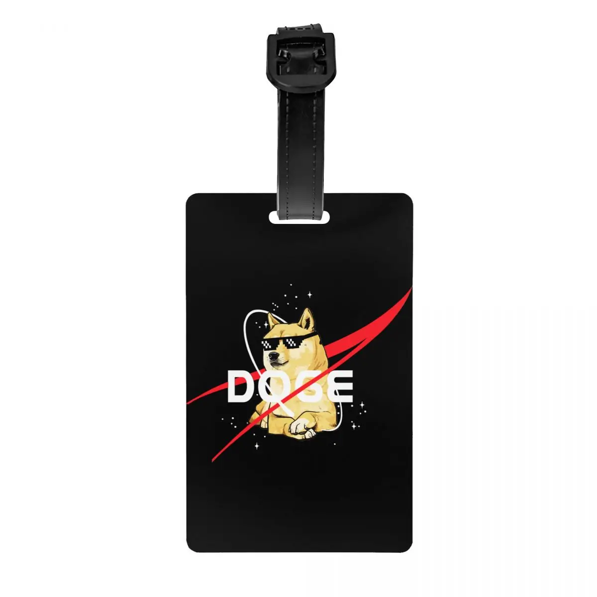 Étiquette de bagage personnalisée Space Doge avec nom, Cheems Dog Shiba Inu Meme, couverture de confidentialité, étiquette d'identification pour sac de voyage, valise