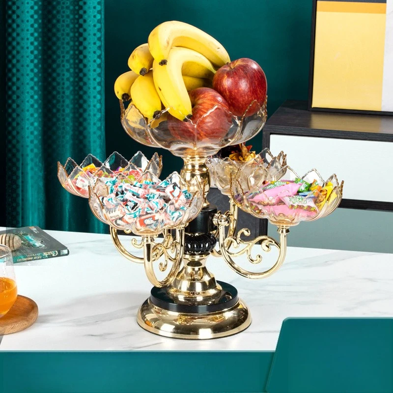 

Flower Snack Dessert Plate Fruit Bowl Light Luxury with 5 Bowl Dried Fruit Plate for Cafe Household Office Wedding Living Room