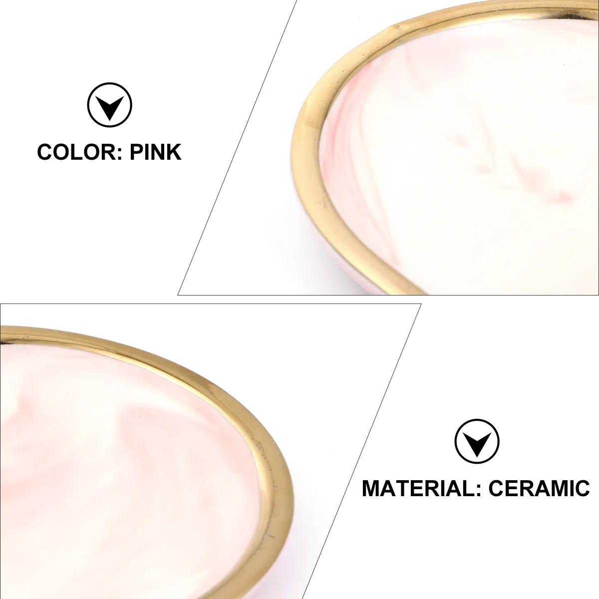 

1Pcs Ceramic Jewelry Tray Pink Exquisite Craftsmanship Glowing Display Plate for Engagement Wedding Valentine Gift