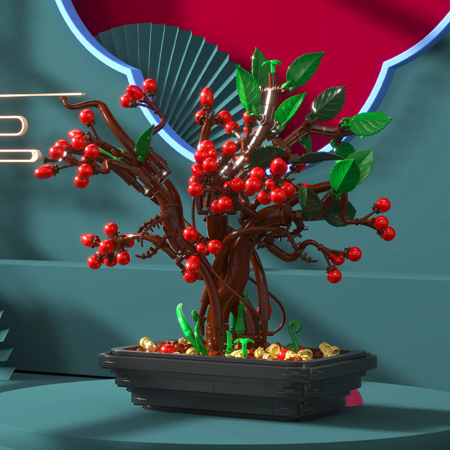 879PCS Hypericum 화분 빌딩 블록 꽃 분재 모델 벽돌 데스크탑 장식 어린이 교육 DIY 장난감 휴일 선물