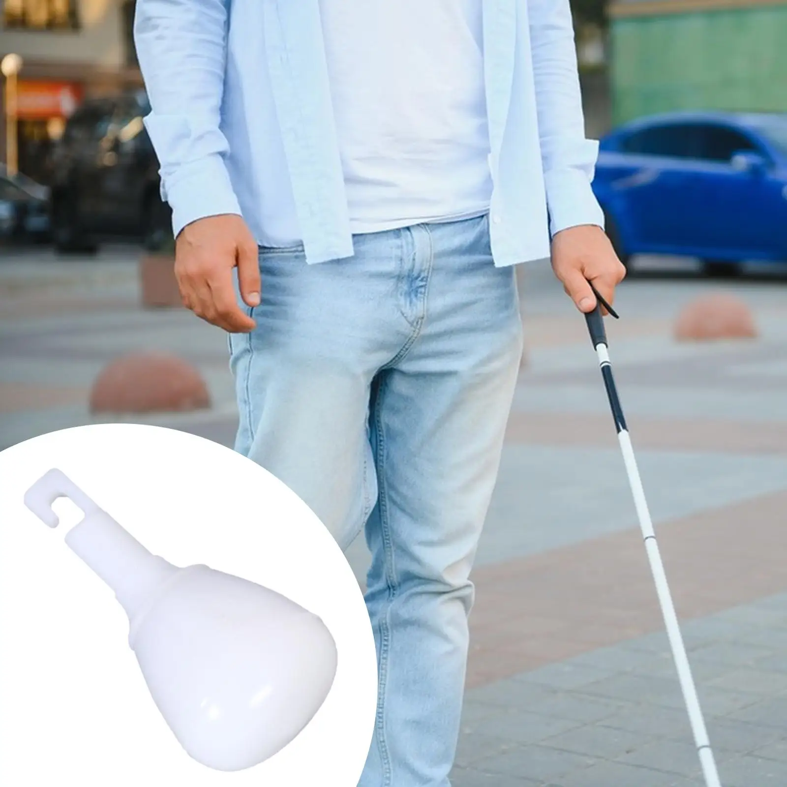 Roller Ball Hook Cane Tip Non Slip Replacement Accessory Plastic End for Cane for Blind Telescopic Stick
