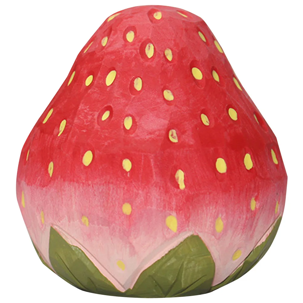 

Strawberry Ornament Charming Wooden Fruit Decorative Artificial Fruits Model Design Lightweight Home Office Car Decor Simulation