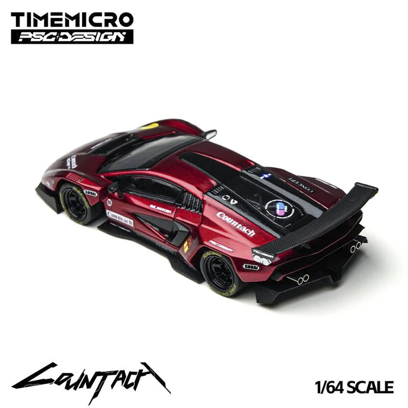 TimeMicro × PSC DESIGN 1:64 Countach "V" Modelo de vehículo de aleación rojo escarlata