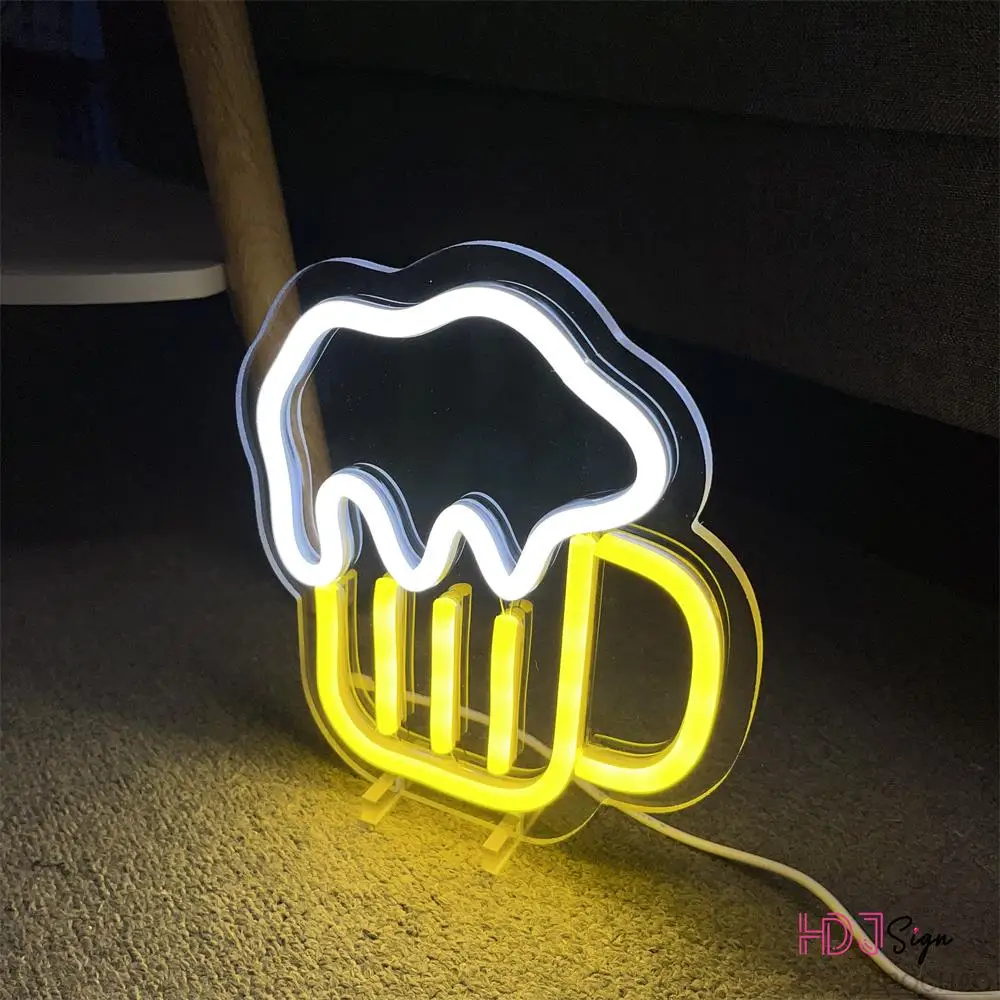 Bar Beer LED Neon Sign Night Light Home Room Decor Girl Boy Bedroom Party Table Desk Lamp Lights Kitchen Housebar Decoration