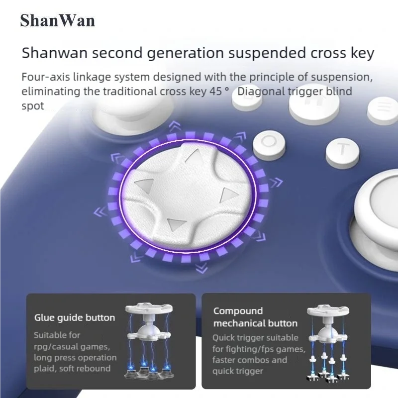 شانوان جديد أذرع التحكم في ألعاب الفيديو اللاسلكية قاعة المقود ل Xbox/PC/iOS/PS4/Android Switch Pro المزدوج الاهتزاز المحرك 3 وضع غمبد