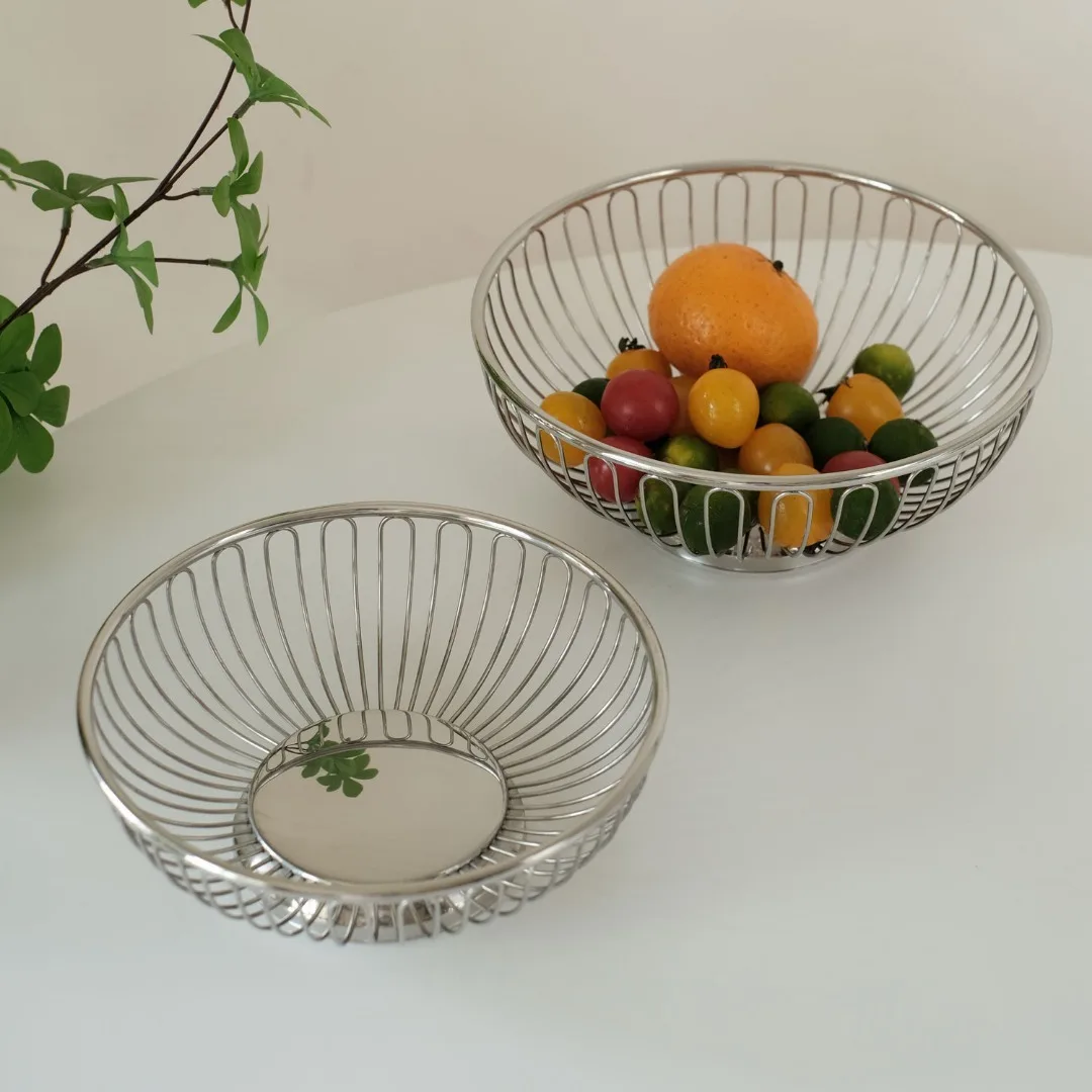 

Nordic simple 304 stainless steel fruit basket bread basket fruit basket hollow fruit tray