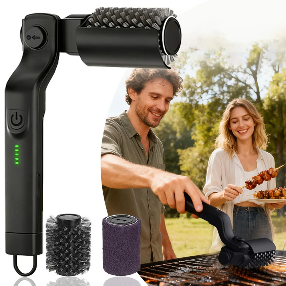 

Электрическая щетка для гриля, 3-скоростная мощная щетка для гриля для наружного гриля, щетка для гриля из нержавеющей стали 304, без выпадения щетины