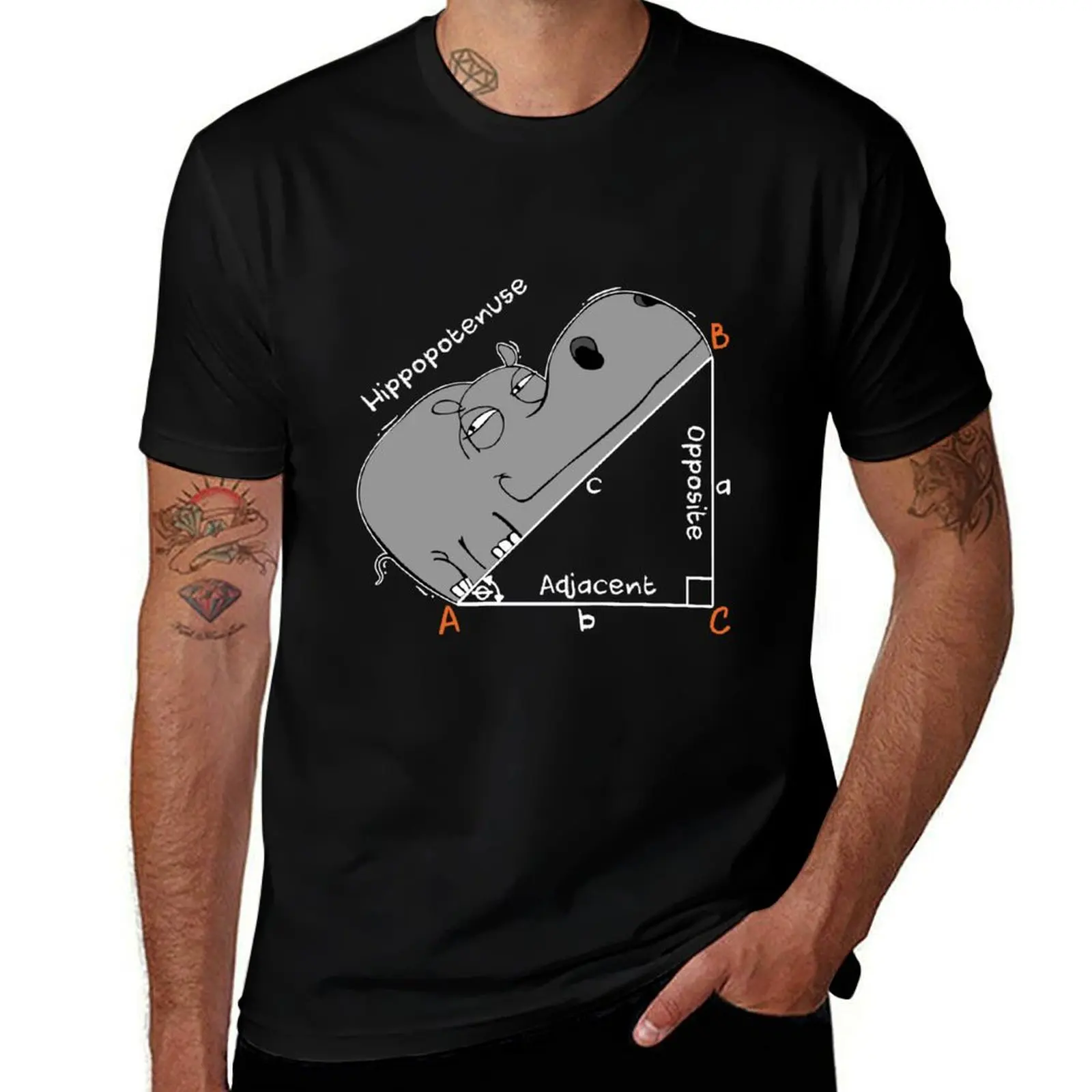 Hippopotenuse Adjacent Opposite - Math T-Shirt sublime anime clothes fruit of the loom mens t shirts