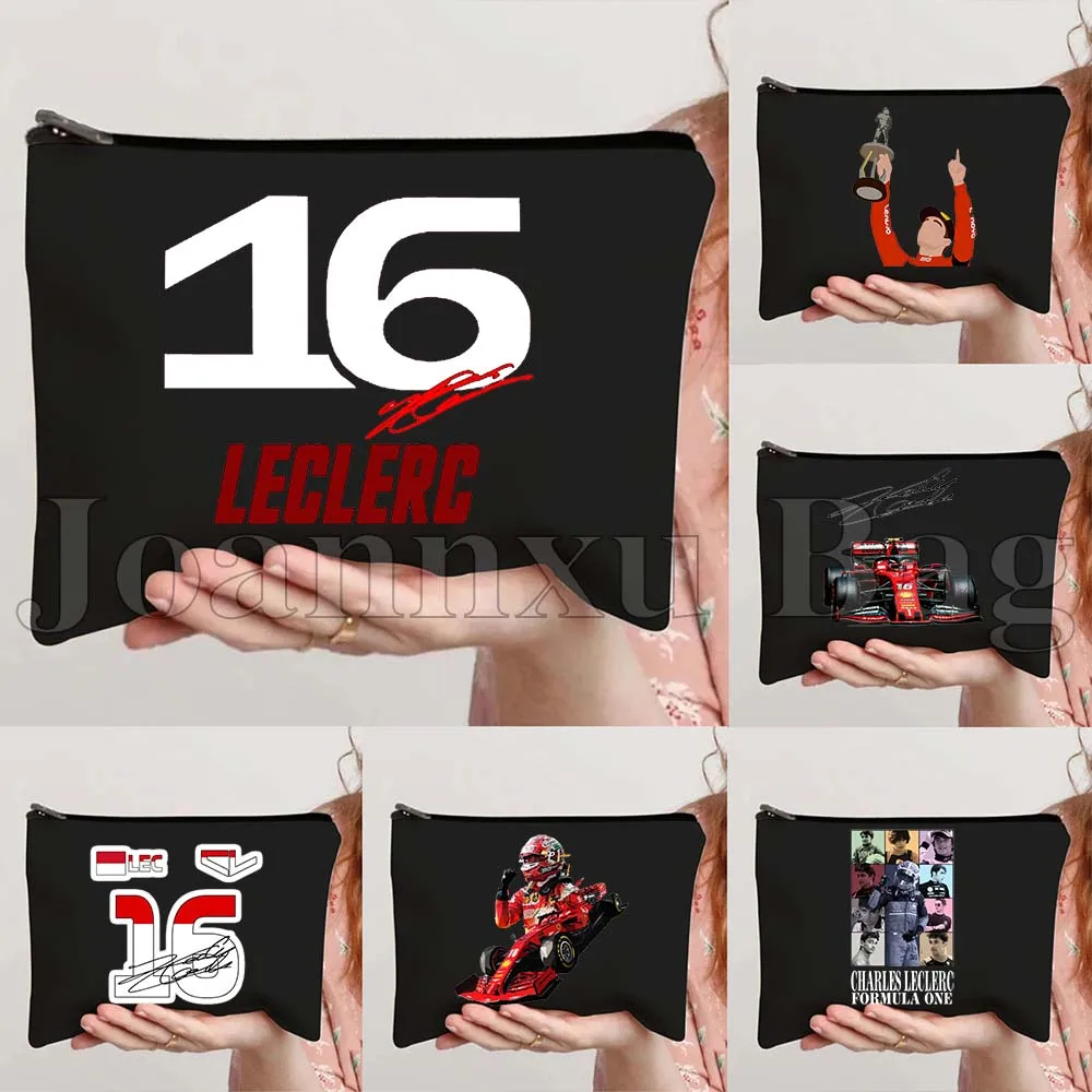 

Graphic Formula One Charles Leclerc 16 Racing Cute Gifts F1 Formula1 Car Canvas Cosmetic Bag Makeup Toilet Bag Pencil Case Pouch