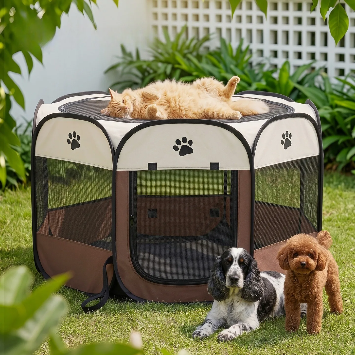 Cat Cage Dog Cage Portable Foldable Pet Octagonal Cage Puppy Shelter Easy To Use Outdoor Large Dog Cages Cat Fences