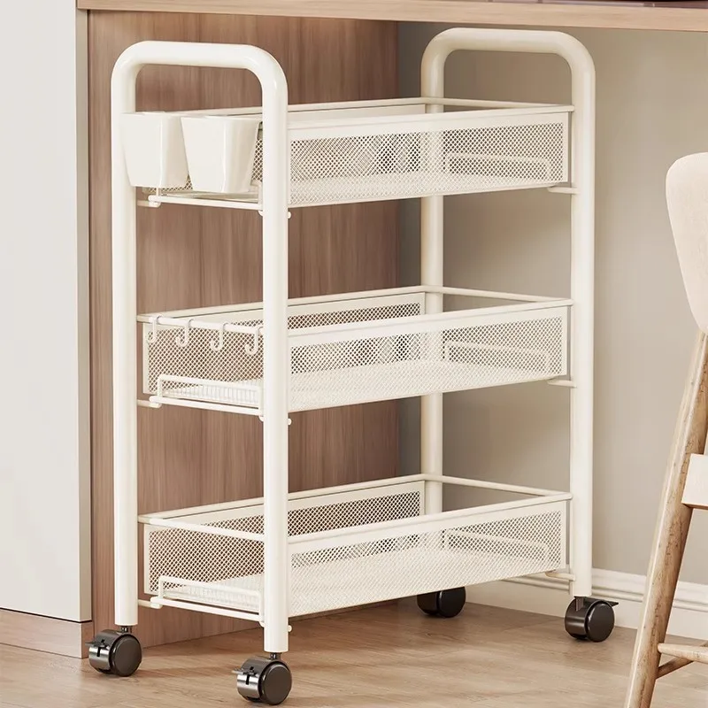 Dormitory Trolley Storage Rack Small Bookshelf Under The Dormitory Desk Movable With Wheels Multi-layer Crevice Storage Cabinet