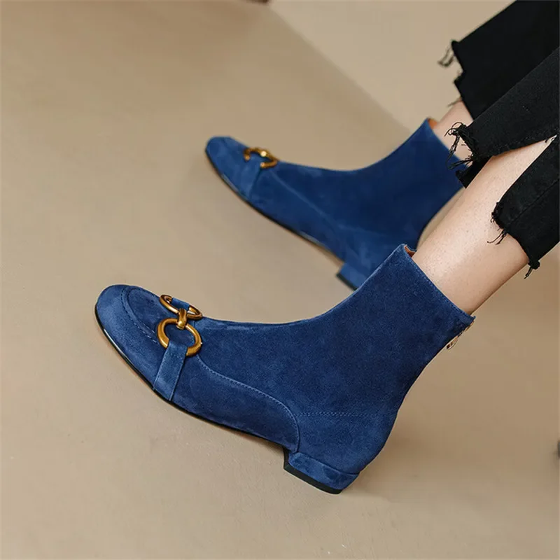 New Autumn Winter Fashion Short Boots Women Shoe Round Toe Boots Casual Chunky Low Heels Shoes for Women Back Zipper Ankle Boots