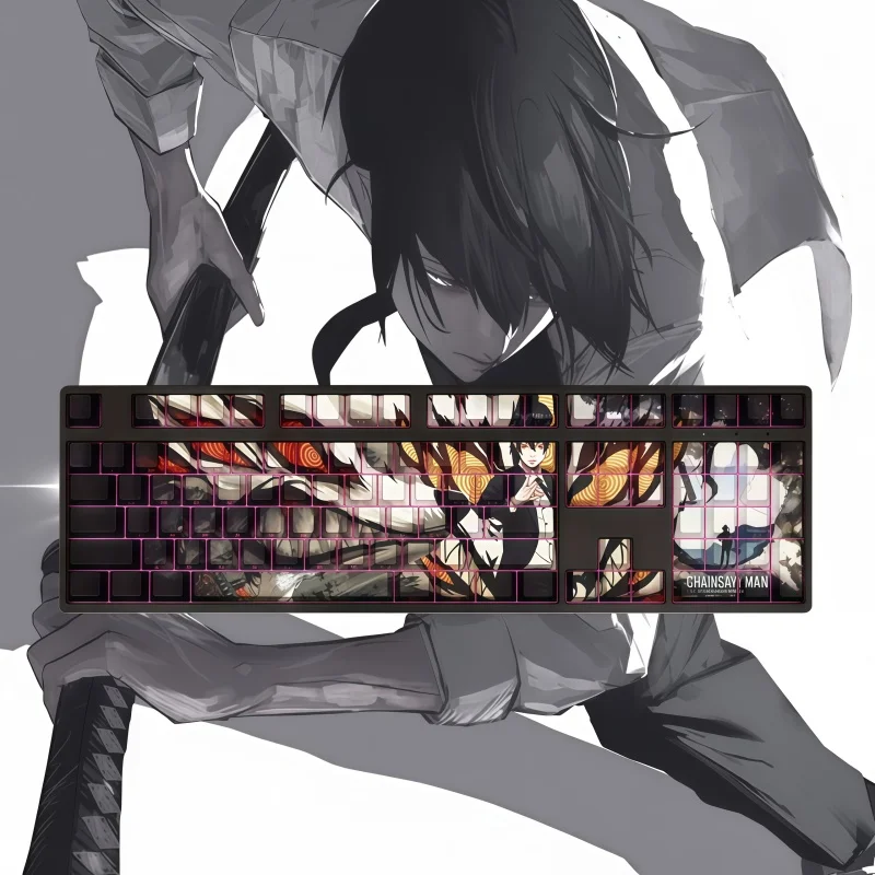

Chainsaw Man Hayakawa Aki Theme Keycap PBT Five Side Heat Rising Hua Full Frame Transparent 108 Key Poster Level Picture Quality