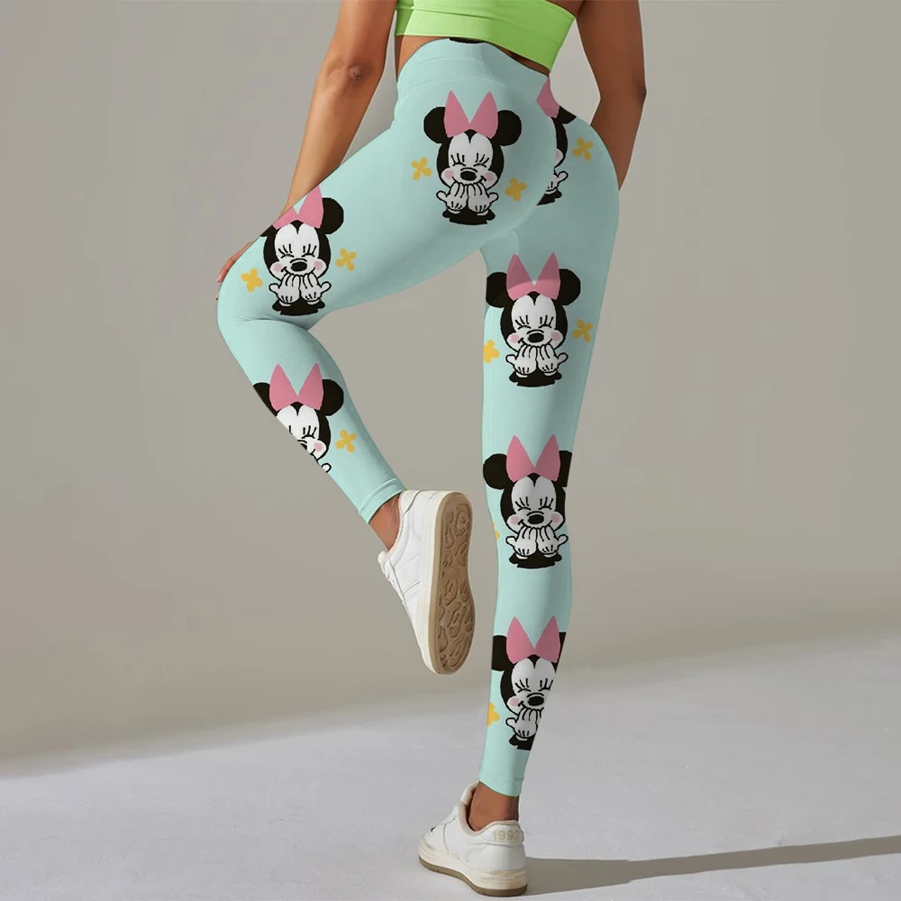 Dames sportlegging elastische perzik billen fitnessbroek met verhoogde heupen en hoge taille Mickey Mouse print yogabroek strak ﻿