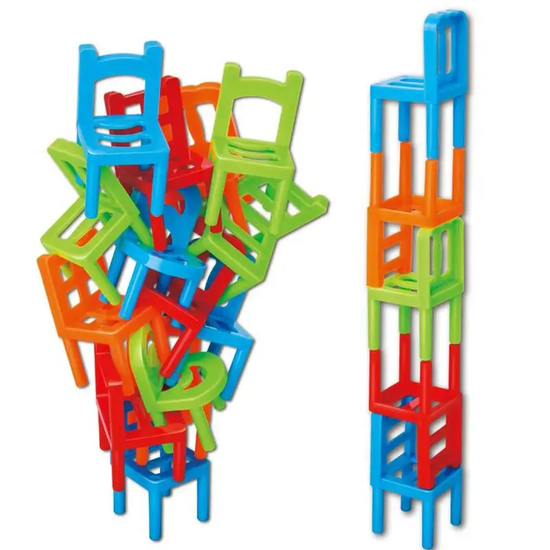 Pcs Mini Chair Balance Blocks Toy Plastic Assembly Blocks Stacking Chairs Kids Educational Family Game Balancing Training Toy