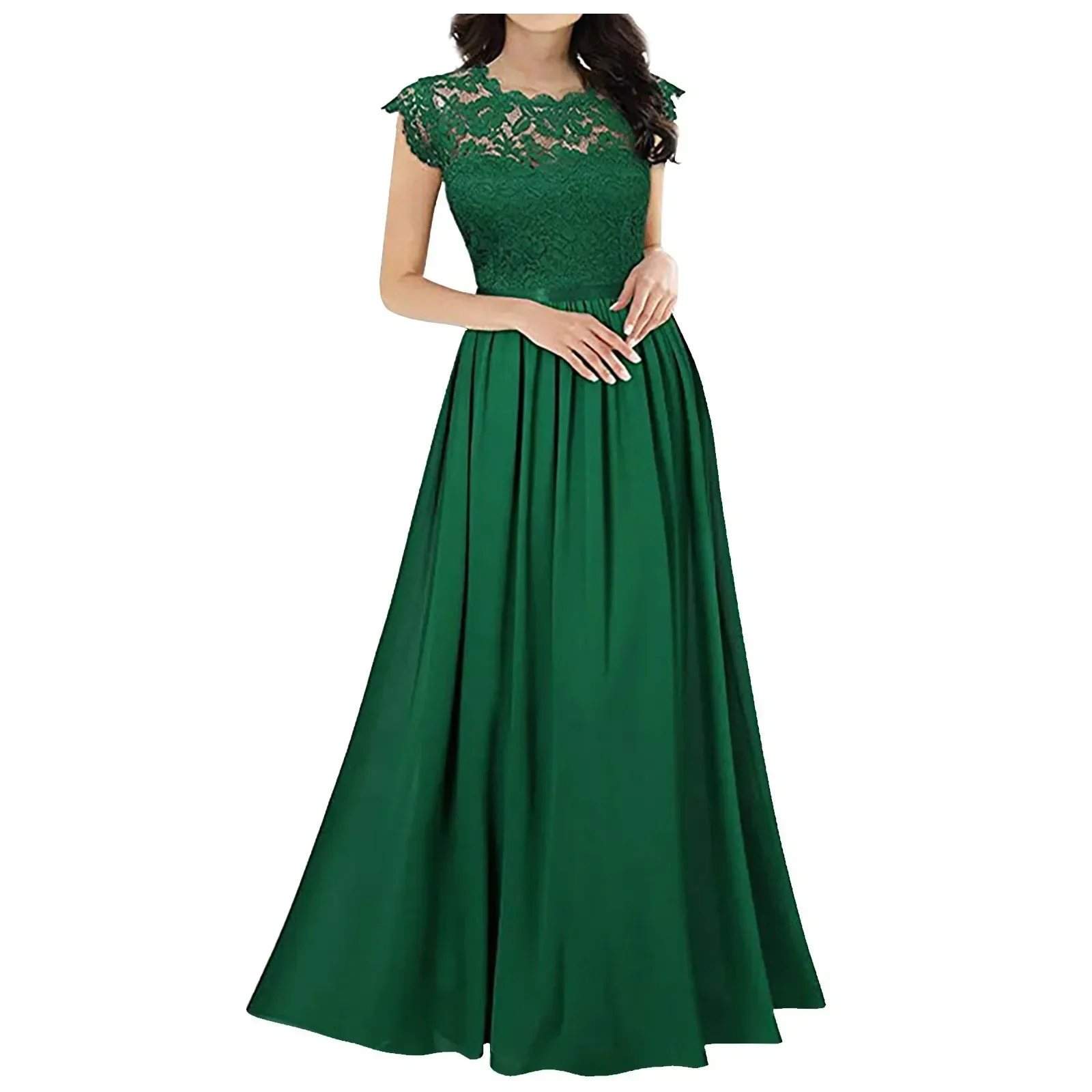 2024 New Chiffon Stitching Lace Long Dress Bridesmaids Evening Gowns Women Elegant Graduation Party Dresses for Women Vestido