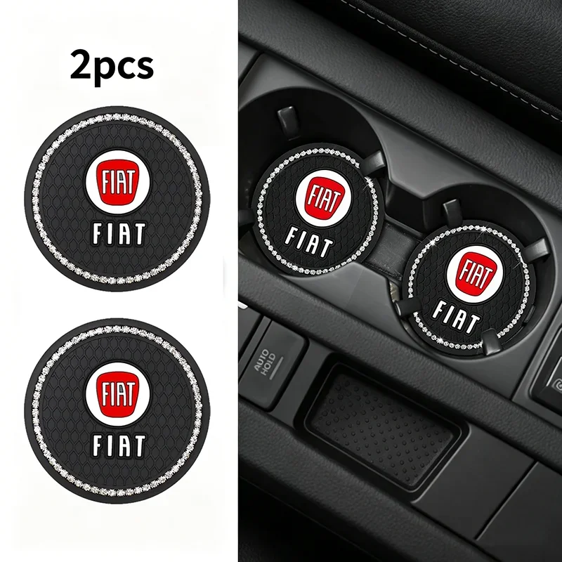 Car Water Cup Mat Coaster Non-Slip Pad Decoration for FIAT 500 Ducato Punto Marea Brava PUNTO MOBI Scudo Panda Tipo