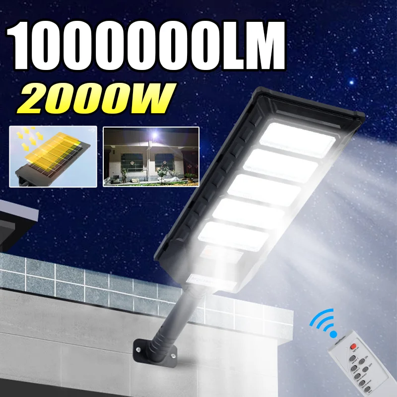

1000000LM Super Bright Solar Street Light 3000W Powerful LED Solar Lamp Outdoor Motion Sensor 120° Lighting Garden Wall Lights