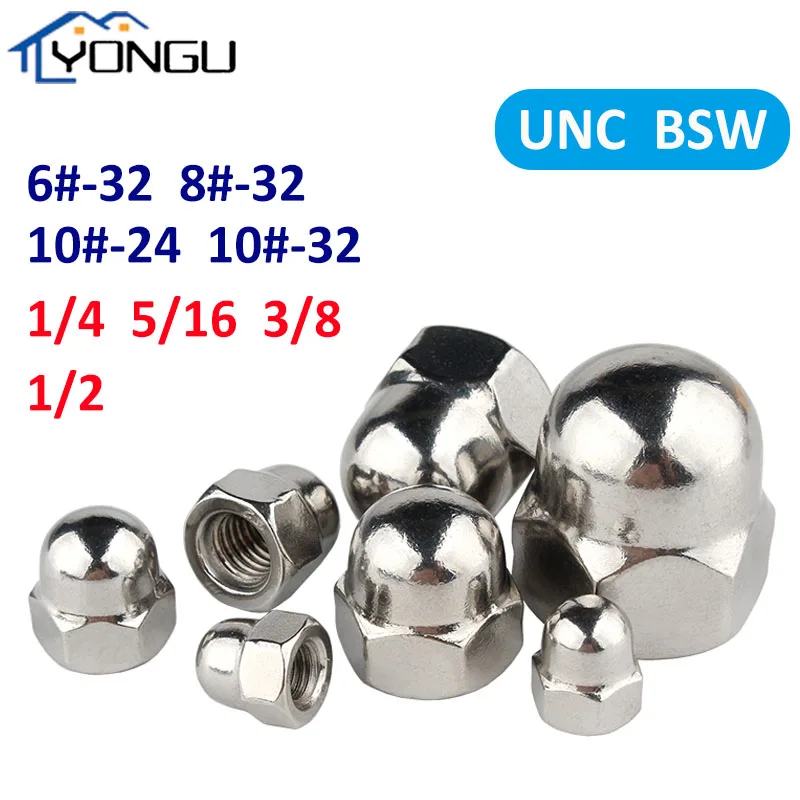 UNC 6# 8# 10# BSW 1/4 5/16 3/8 1/2 Acorn Cap Nut A2-70 Stainless Steel Dome Nuts Cover Cap on Nut