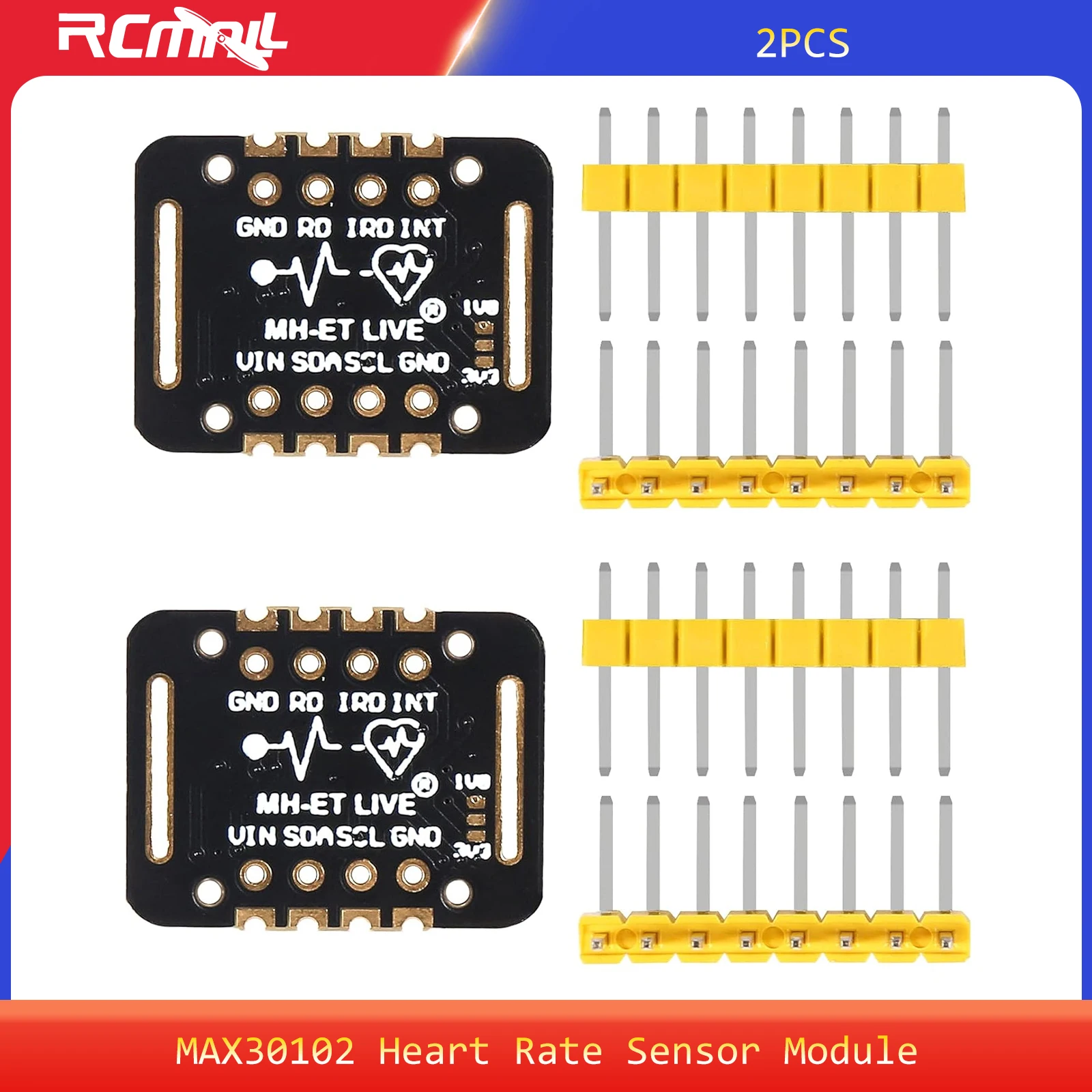 

2 шт. модуль датчика сердечного ритма MAX30102 обнаружение импульсов концентрация кислорода в крови, совместимый для Arduino STM32