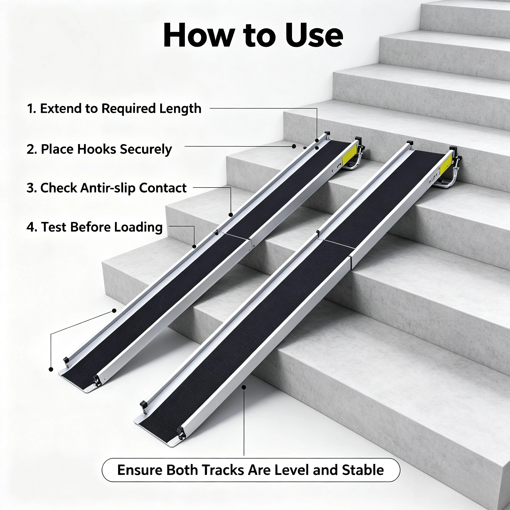 Portable Retractable Aluminum Wheelchair Ramp, Anti-slip Stair Ramp, Barrier-free Access Aid for Wheelchairs & Mobility Scooters