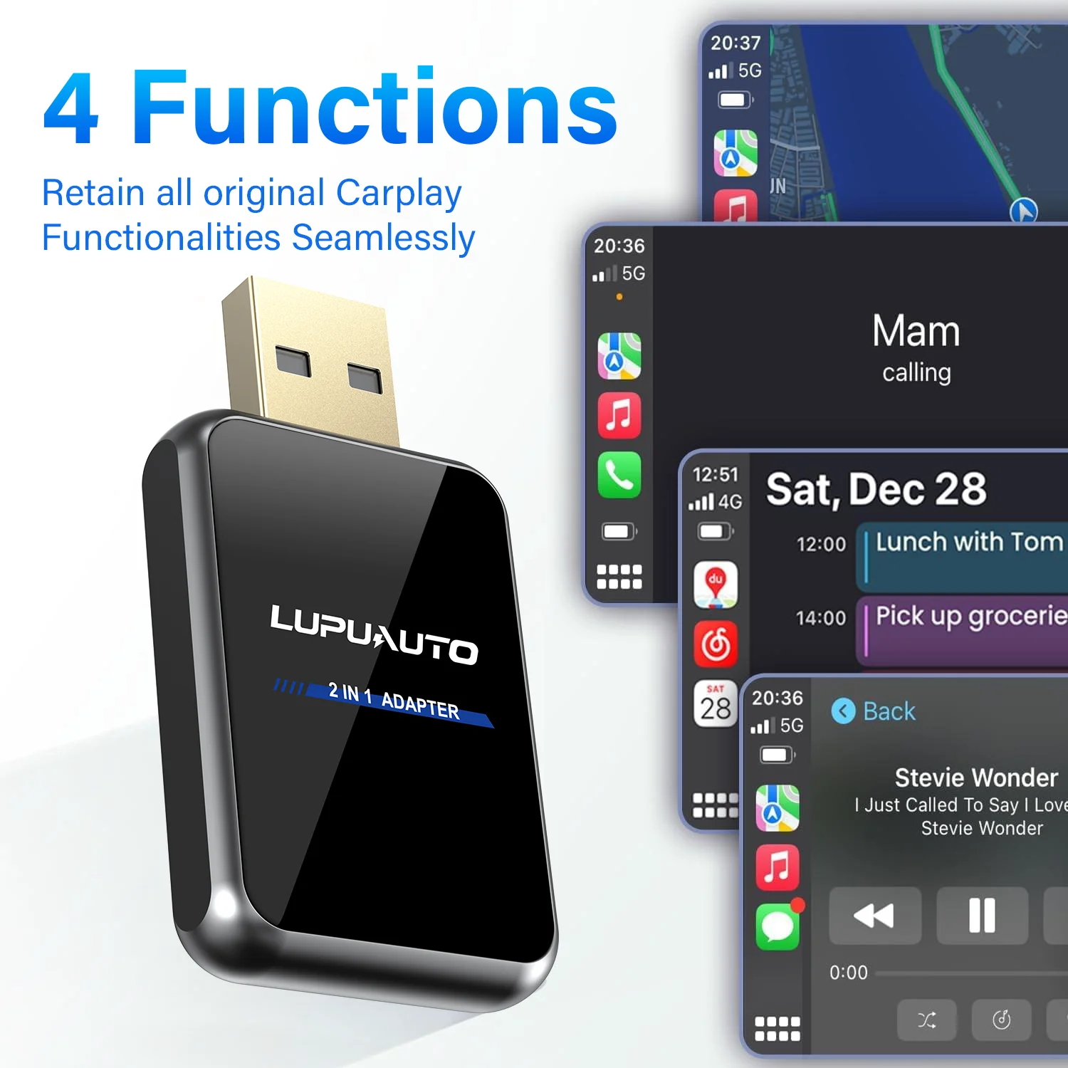 2 in 1 Wired to Wireless CarPlay Android Auto Adapter for OEM Car Stereo With USB Dongle Mini Box Plug and Play Bluetooth view 6