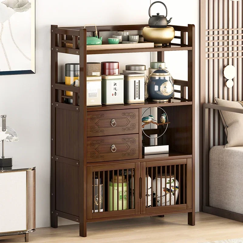 

New Chinese Style Shelf Solid Wood Duobao Pavilion Tea Display Cabinet Decoration Cabinet Tea Set Shelf Living Room Bookshelf