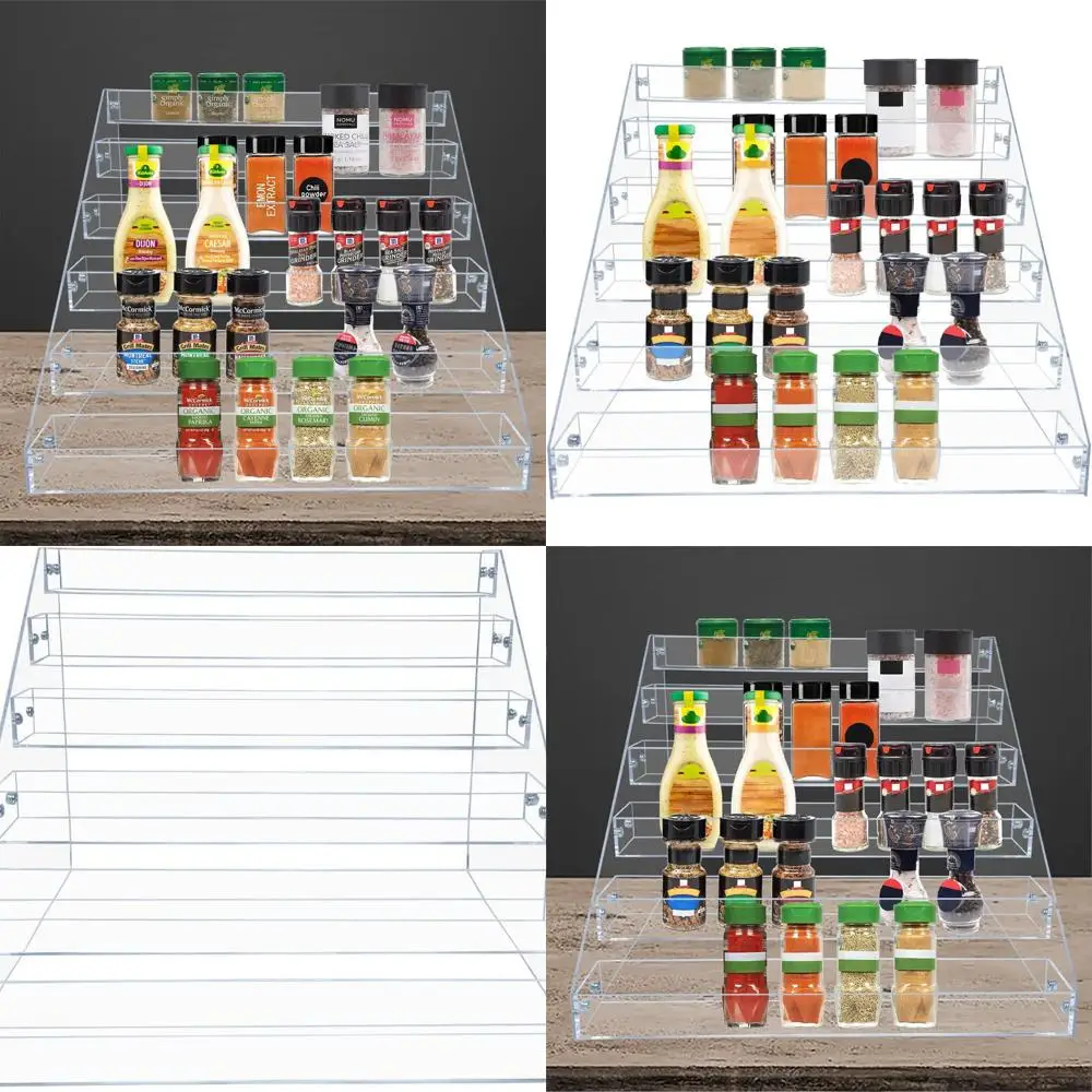 

6-Tier Clear Acrylic Spice Rack Organizer for Kitchen Countertop, Cabinet, and Pantry Storage