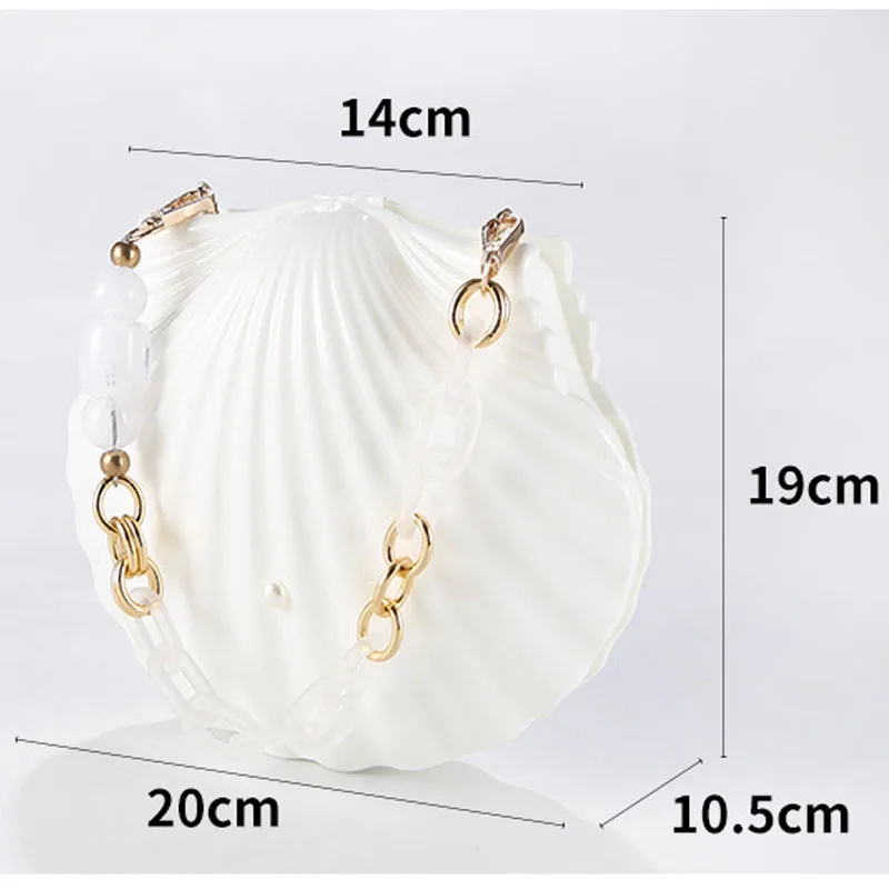 2024 Women\'s Handbags Fashion Fine White Seashell Evening Bags Wedding Prom Party Clutches Acrylic Chain Handbag Shoulder Bag