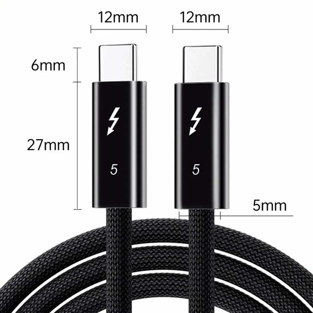 Kabel do transmisji danych Thunderbolt 5 80 Gb/s, 240 W, kompatybilny z Thunderbolt 4, USB4, pełna obsługa funkcji transmisji, szybkie ładowanie, Type-C — zdjęcie produktu 4