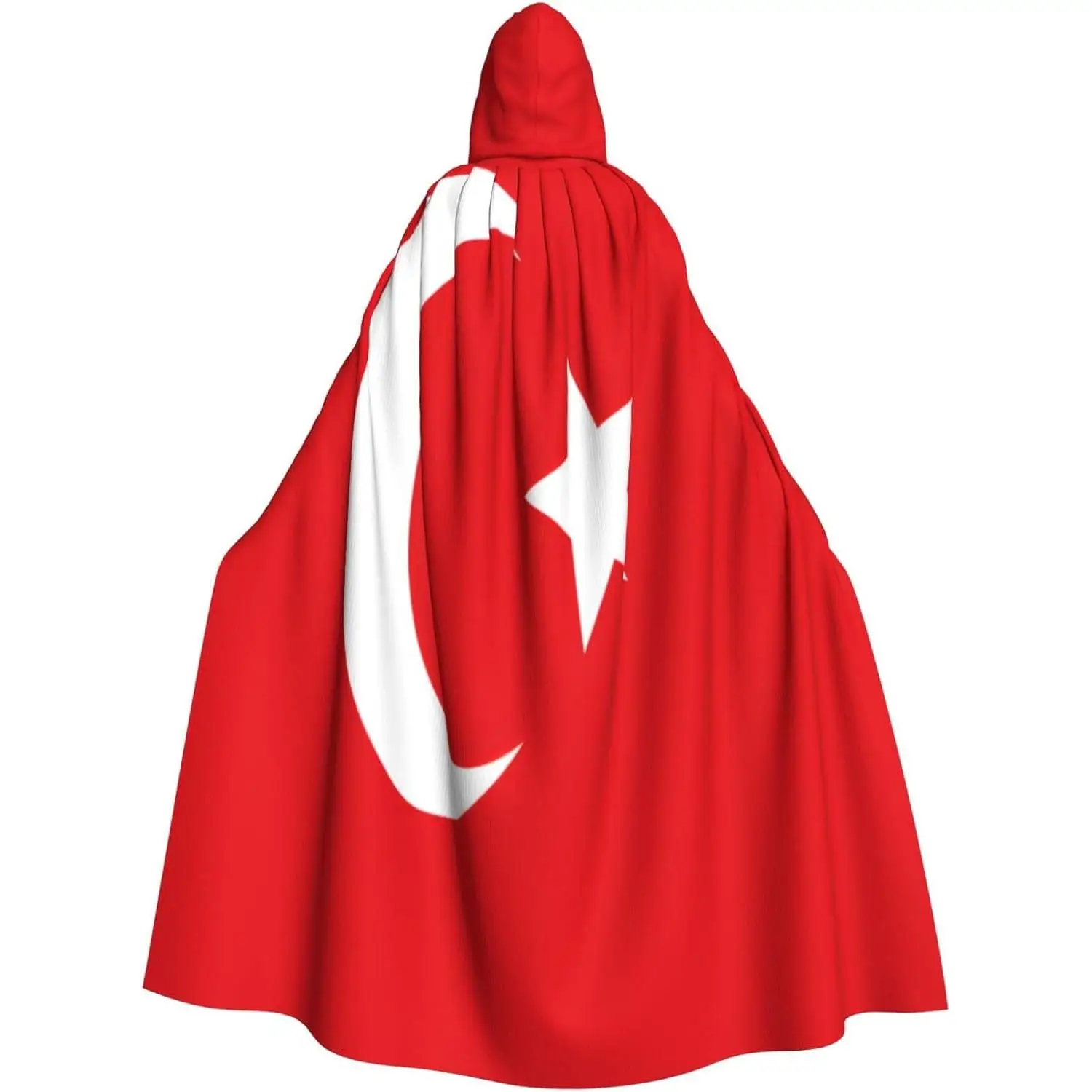 

Flag of Turkey Witch Costume Horror Halloween Costume with Hooded Cloak for Men, Perfect for Cosplay and Parties