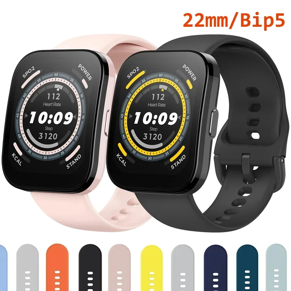 

Bip 5 Band for Amazfit bip 5 Strap Smart watch Silicone Bracelet Replacement Accessories 22mm Belt Wristband for amazfit bip5