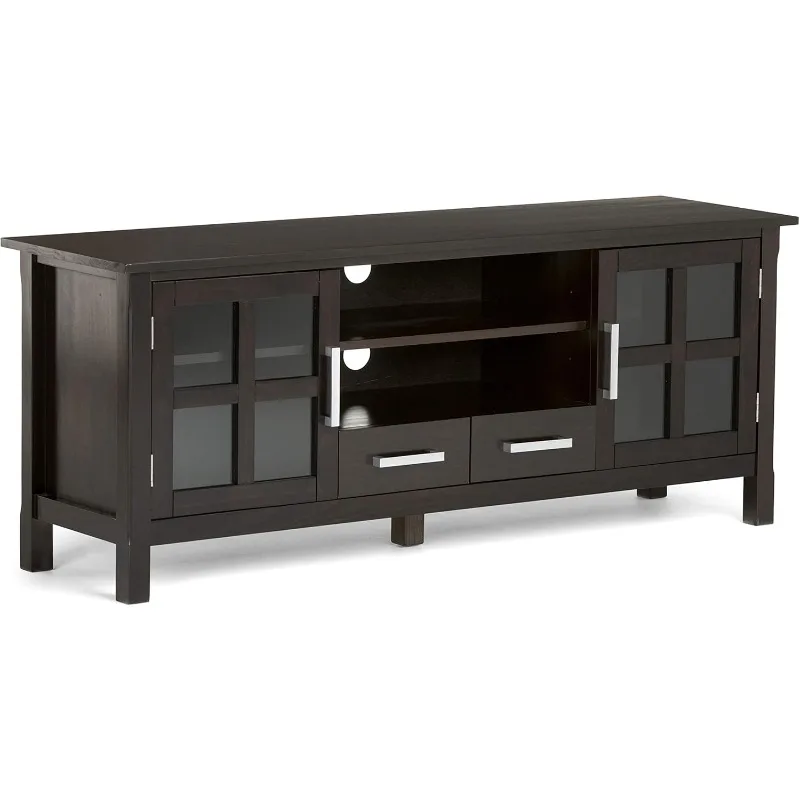 SIMPLIHOME Kitchener SOLID WOOD Universal TV Media Stand, 60 Inch Wide, Contemporary, Living Room Entertainment Center