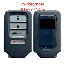 TXK003109 oryginał dla Honda Smart pilot samochodowy klucz 3 + 1 przycisk 433MHz 4A Chip FCC ID CWTWB1G0090 72147-TVA-A1