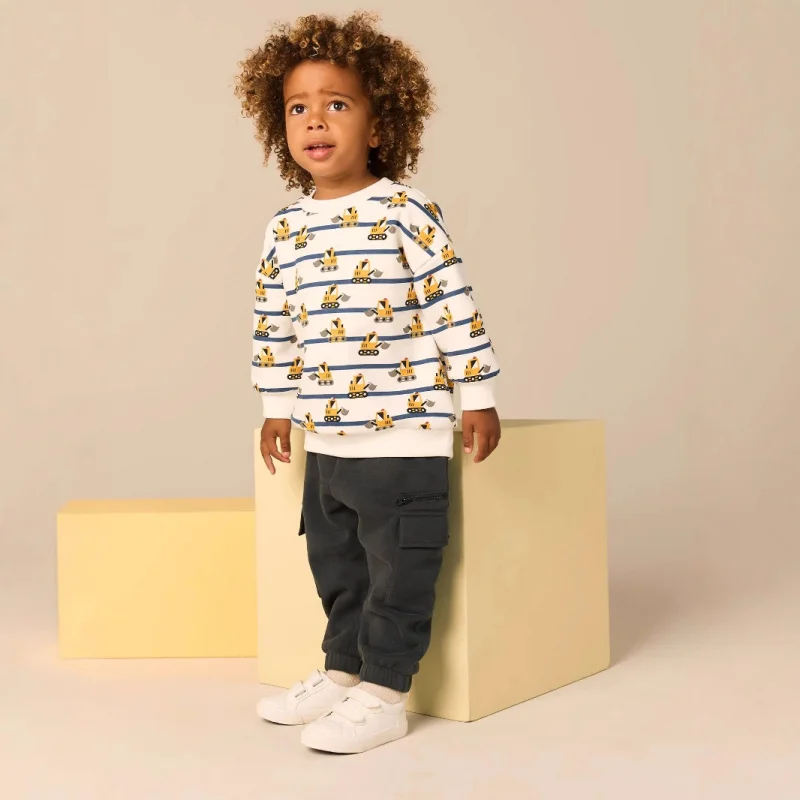 

Spring Children's Clothing New Boys' Tops Children's Sweatshirts Excavator Pattern Cartoon Pullover Cute Boys' Sweatshirts