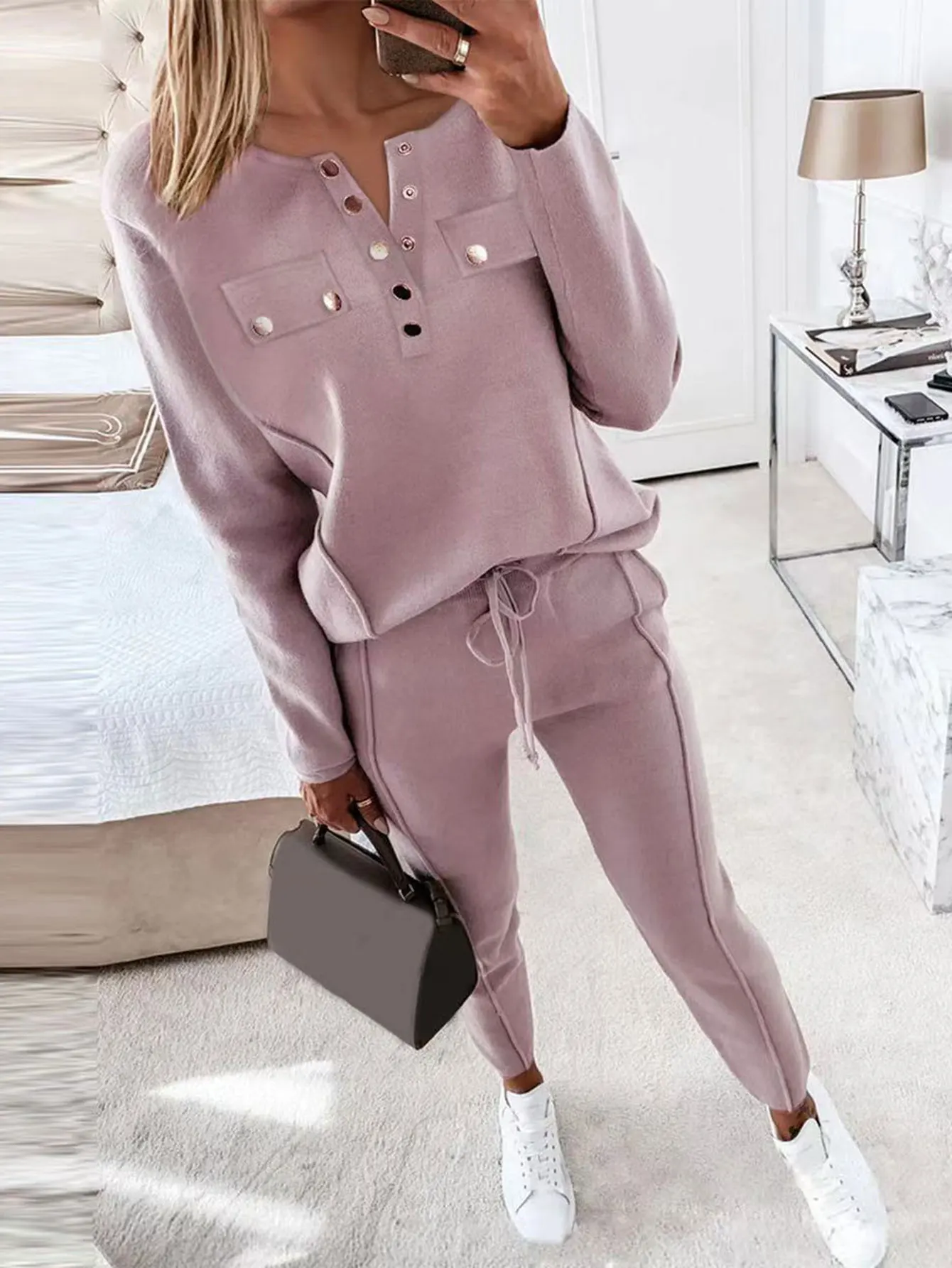 ファッショナブルなカジュアルフィットの女性用スーツパンツセット、長ズボンの服装、装飾なし、さまざまな機会に多用途