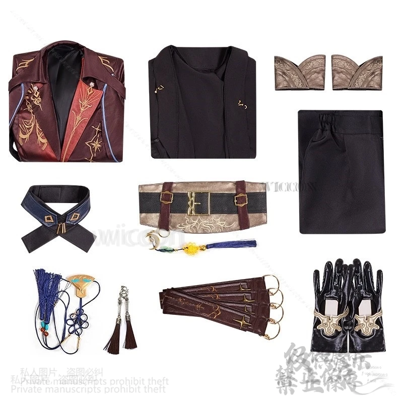 Anime jeu amour et espace profond Cosplay Xavier uniforme noir chasseur perruque Costume foncé boucle d'oreille masque pour Halloween homme Cos personnalisé