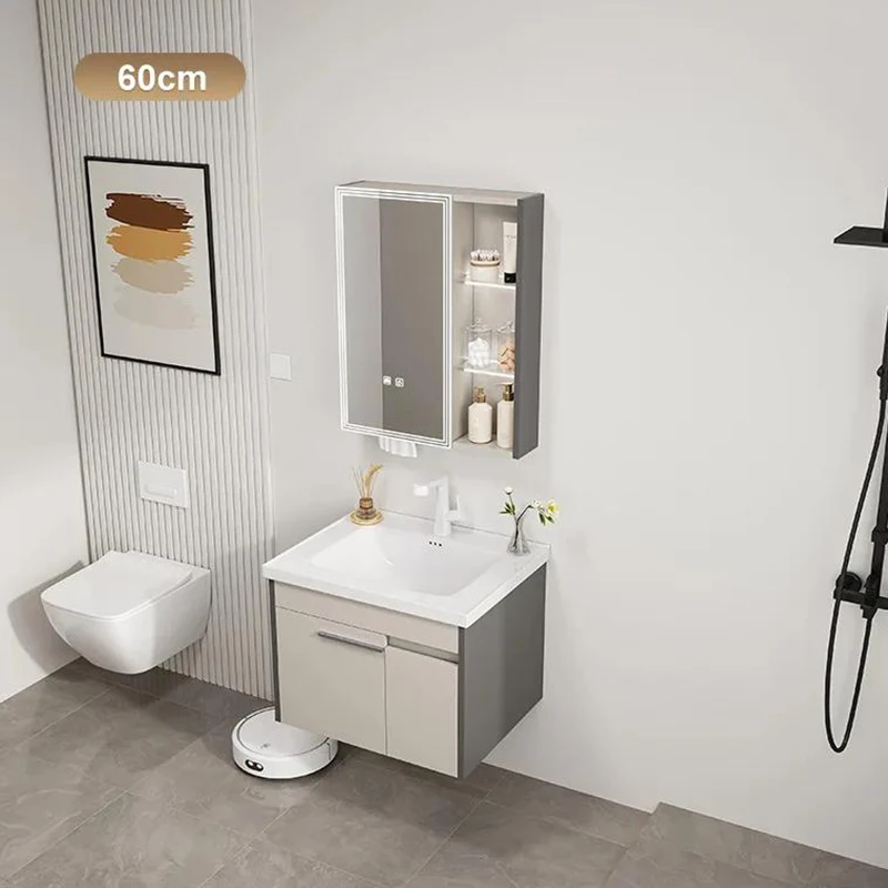 

Aesthetic Bathroom Cabinet Modern Bathroom Vanity Ceramic Sink Combination Smart Mirror Cabinet Luxury Vestidores Home Furniture
