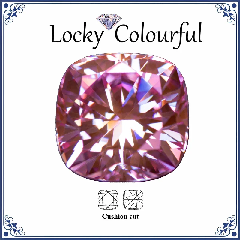 

Moissanite Square Cushion Shape Top Quality Sakura Pink Color Charms Beads for DIY Jewelry Making Materials with GRA Certificate